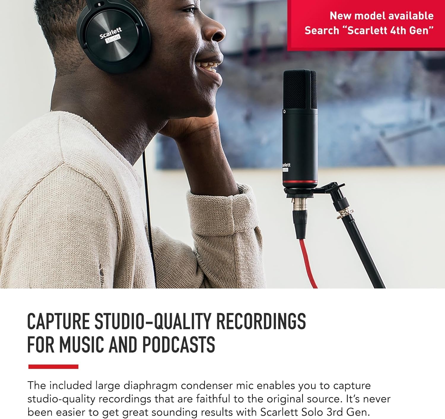 Scarlett Solo Studio 3Rd Gen USB Audio Interface Bundle for the Guitarist, Vocalist or Producer with Condenser Microphone and Headphones for Recording, Songwriting, Streaming and Podcasting