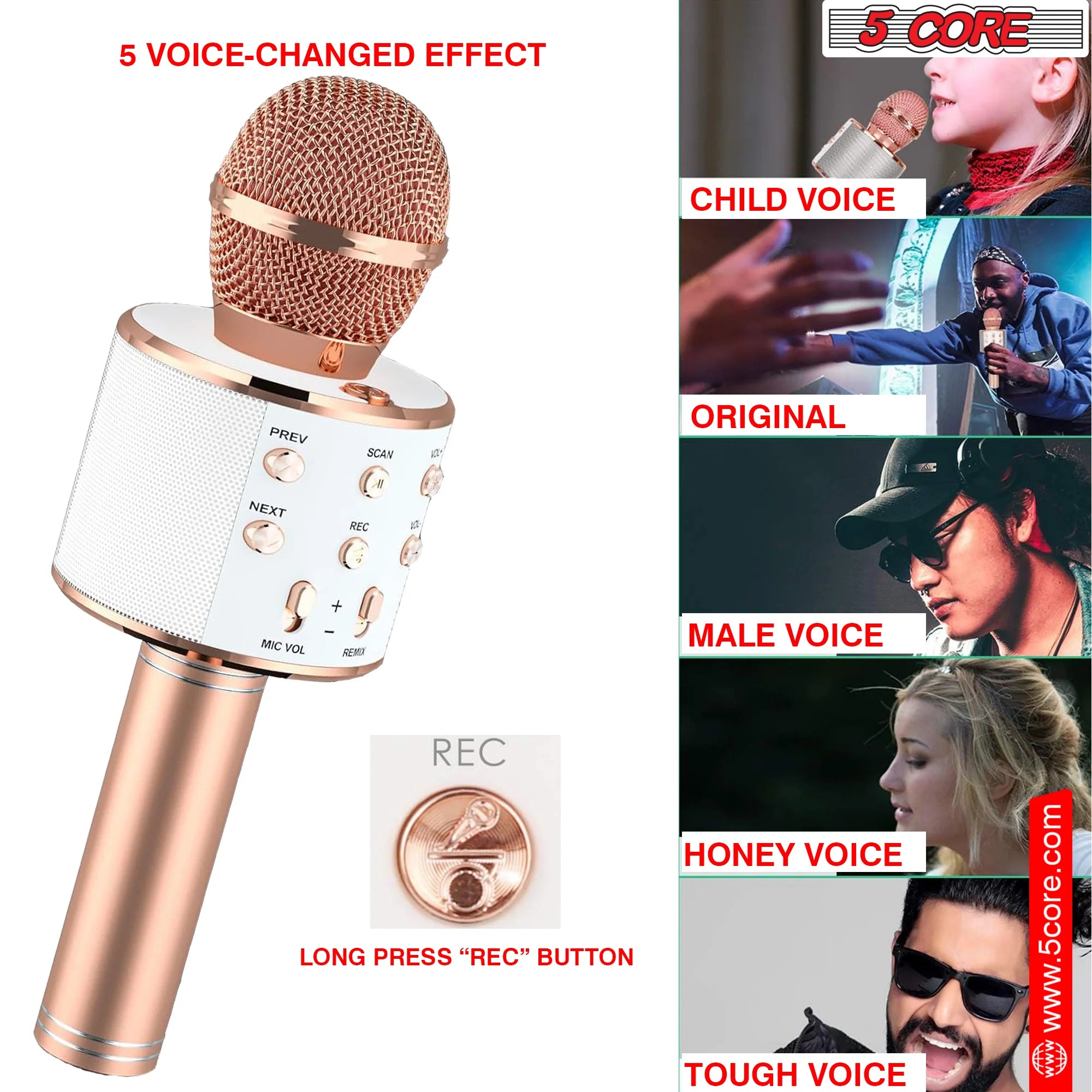 5 Core Karaoke Wireless Microphones Microfono Inalambrico Toy W Stereo Speaker SD Card & USB Playback