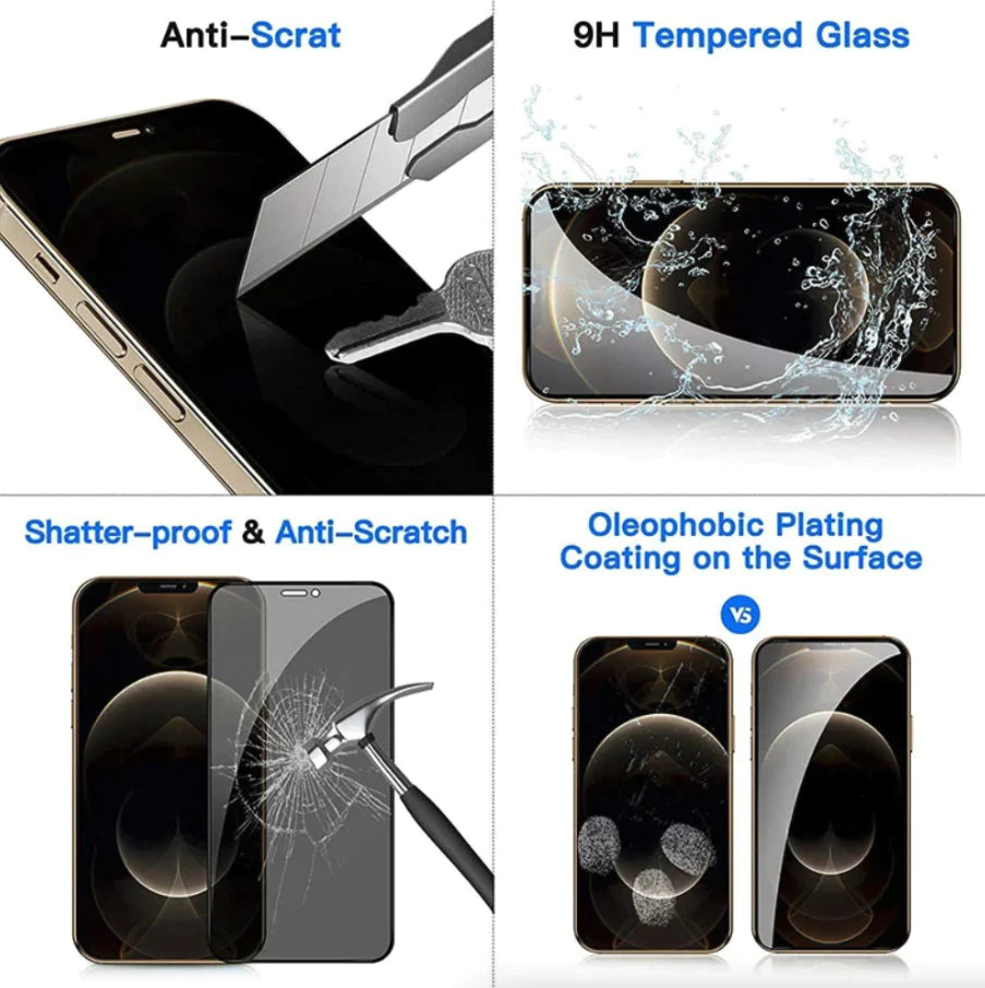 3 Pack for Iphone 15 14 13 12 11 Pro Max Privacy Tempered Glass Screen Protector
