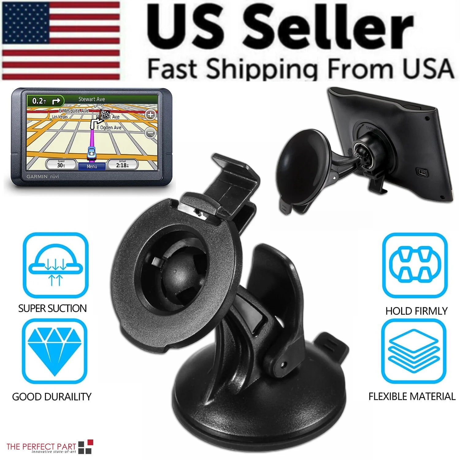 Car Suction Cup Mount GPS Holder for GARMIN NUVI 2597 LMT 42 44 52 54 55 LM
