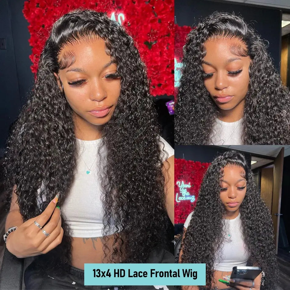 250% Deep Wave 13x6 Lace Frontal Human Hair Wigs Transparent Brazilian Remy 30 40 Inch Water Wave 13x4 Lace Front Wig For Women