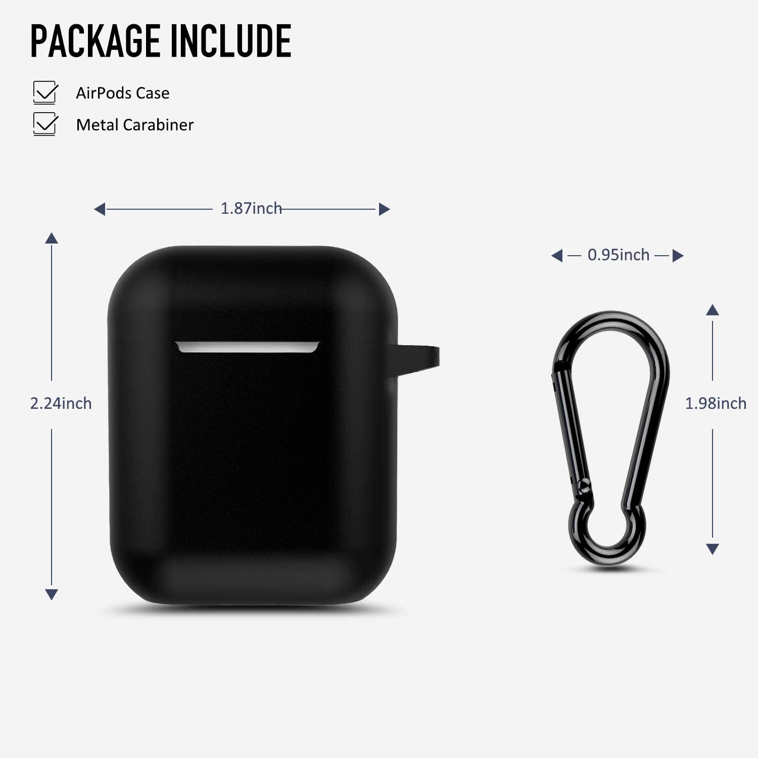 Protective Silicone Case with Keychain for Apple Airpods 2 (Black)