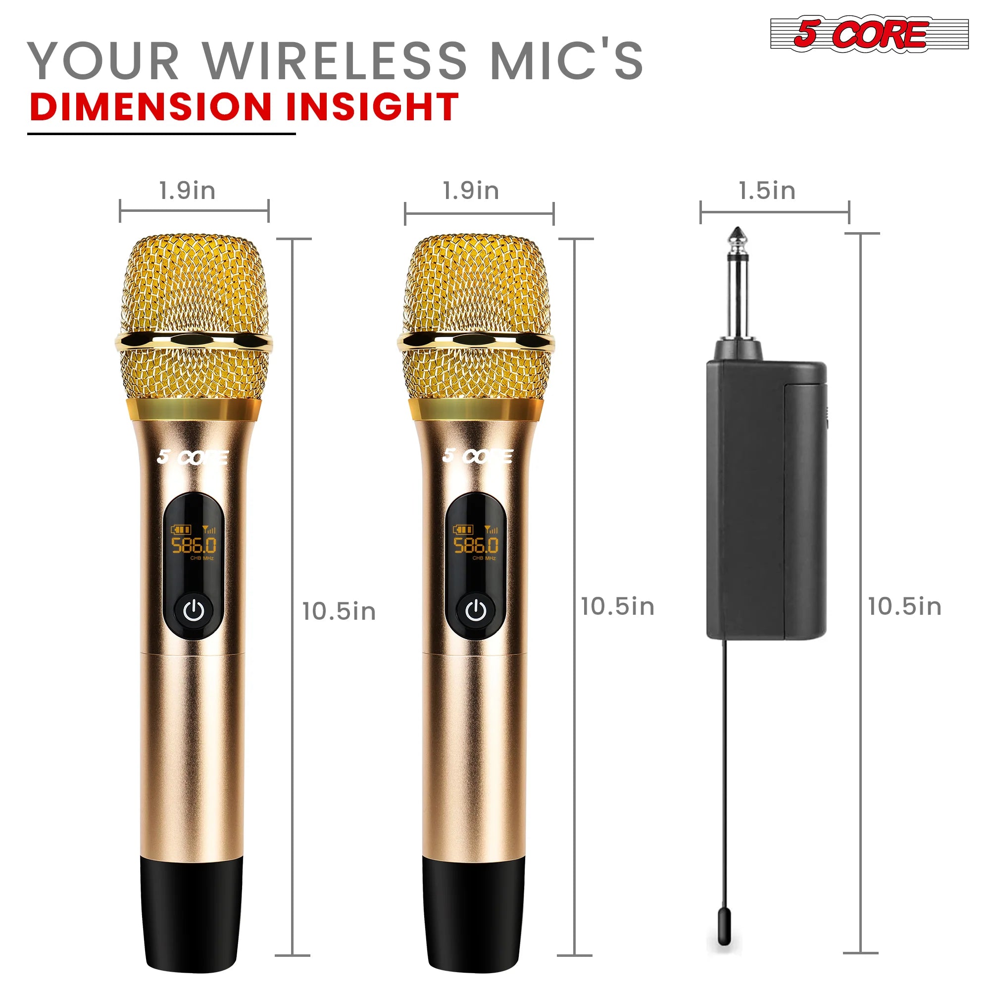 5 Core UHF Wireless Microphone 210FT Max Range Karaoke Dynamicmicrofono Inalambrico Cardioid
