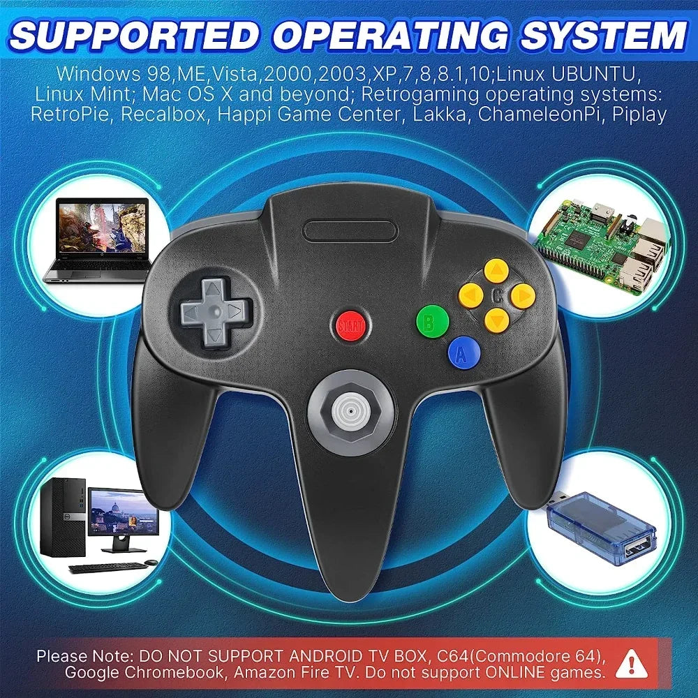 PC Controller N64 USB Wired Gamepad Control Retro Gaming Accessories Emuelec Classic Emulator Video Game Console Joystick Joypad