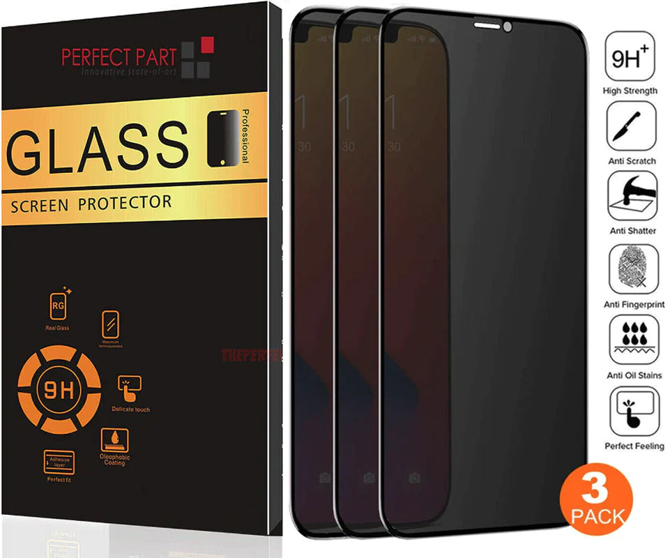 3 Pack for Iphone 15 14 13 12 11 Pro Max Privacy Tempered Glass Screen Protector