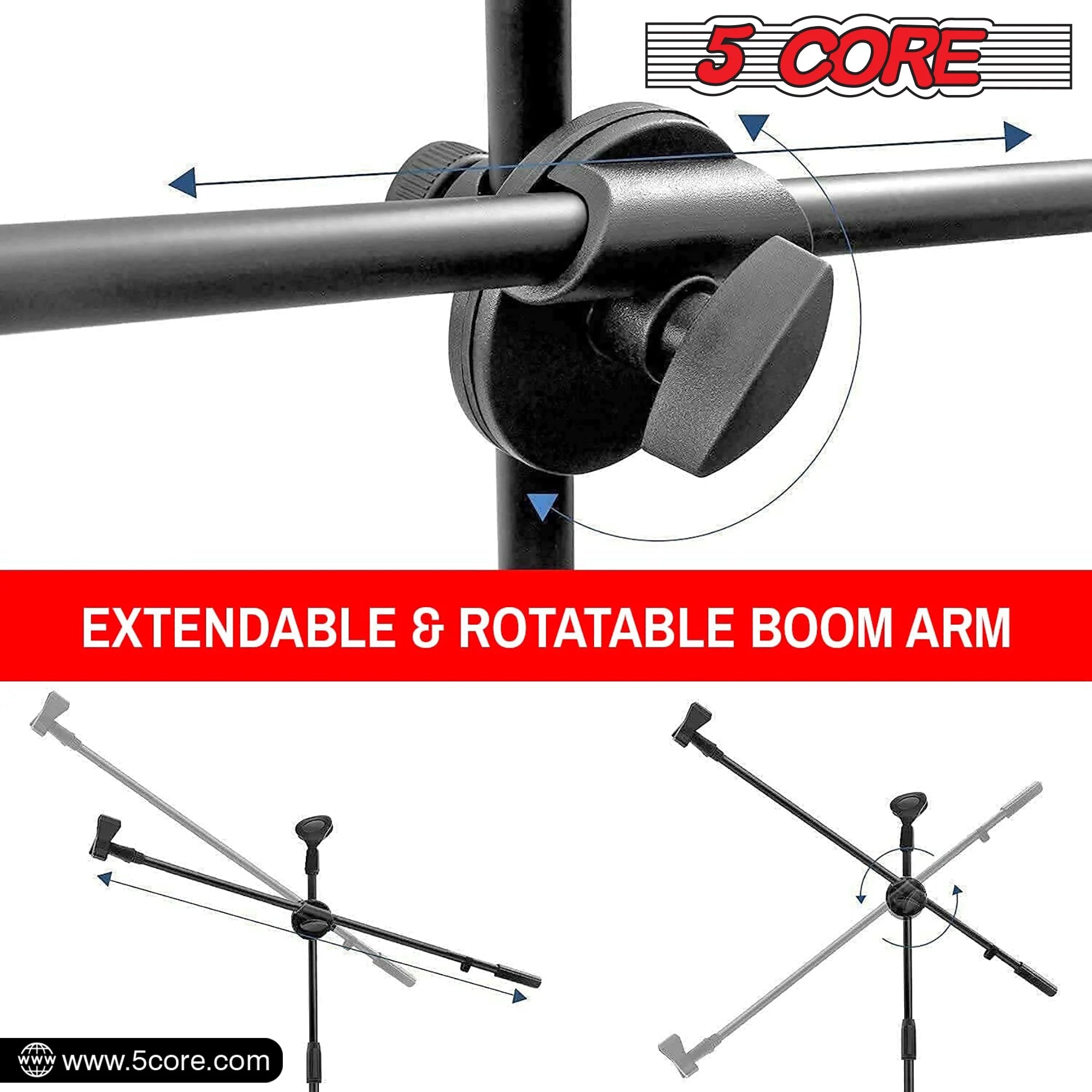 5 Core Tripod Mic Stand 2Pcs 59" Adjustable Microphone Stands Holder Floor W Boom Arm