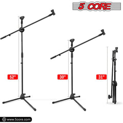 5 Core Tripod Mic Stand 2Pcs 59" Adjustable Microphone Stands Holder Floor W Boom Arm