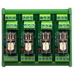 DIN Rail Mount AC/DC Control DPDT 5Amp Pluggable Power Relay Interface Module (AC/DC 24V, 4 Relay)