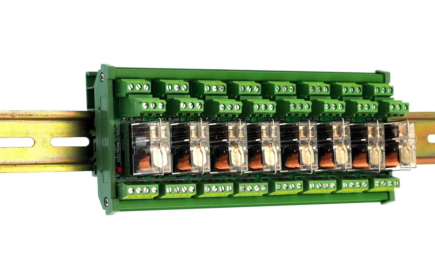 DIN Rail Mount AC/DC Control DPDT 5Amp Pluggable Power Relay Interface Module (AC/DC 24V, 8 Relay)