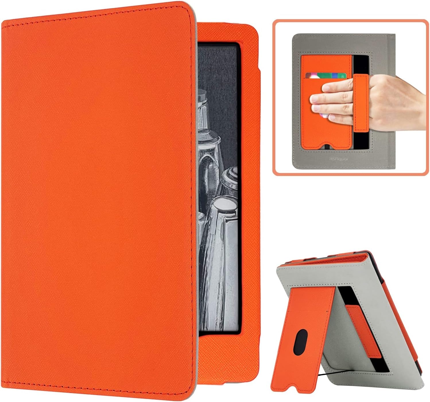 Kindle Paperwhite Case for 11Th Generation 6.8" and Signature Edition 2021 Released, Premium PU Leather Cover with Auto Sleep Wake, Hand Strap, Card Slot and Foldable Stand, Orange