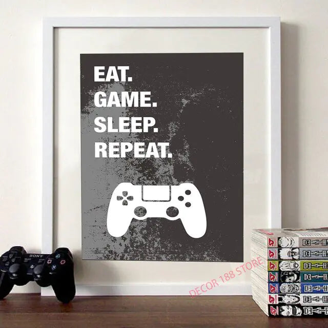 Video Game Prints Black White Posters Teen Boy Bedroom Decor