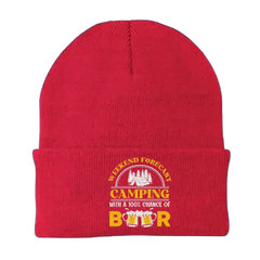 Weekend Forecast, Camping with 100% Beer Embroidered Beanie