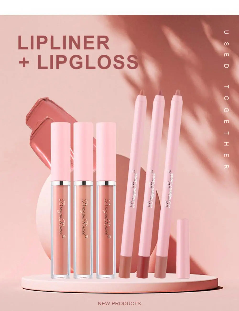 4pcs Lip Gloss Lip Liner Pen Set