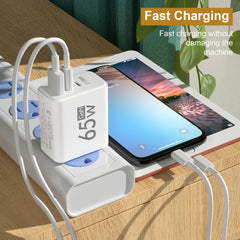 PD 65W Gan USB Charger Fast Charging Type C Mobile Phone Adapter for Iphone 15 Huawei Quick Charge 3.0 EU/US Plug Wall Charger