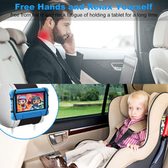 Car Headrest Mount Silicon Holder - 2 Pack Universal Tablet Holder for Car Kids Tablets Car Mount Angle-Adjustable Car Headrest Holder Fits All 7-11 Inch Tablets and Switch Game Machine