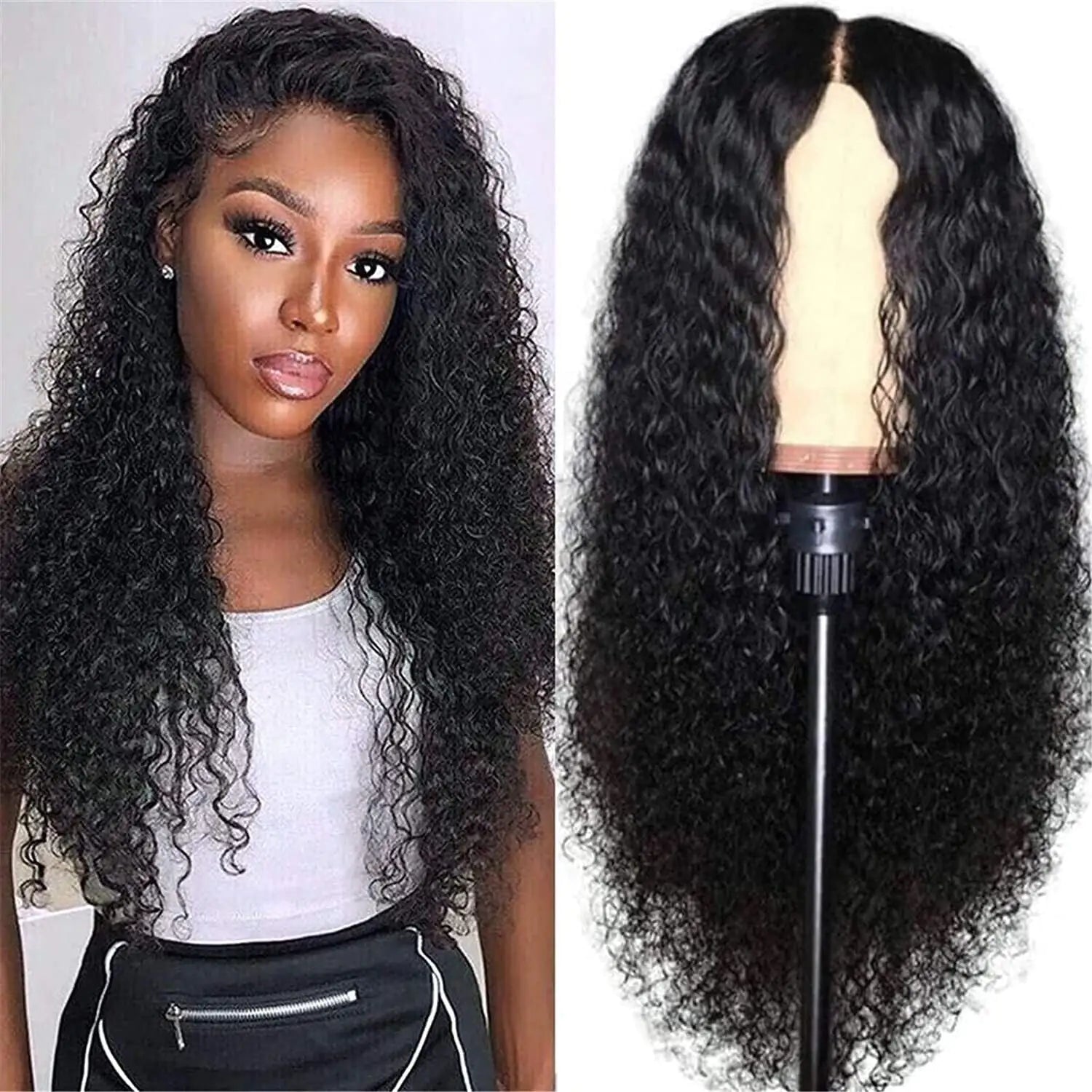 AA Hair Front Wig Womens Brazilian Human Long Curly Lace Wavy Hair Wigs US 2023