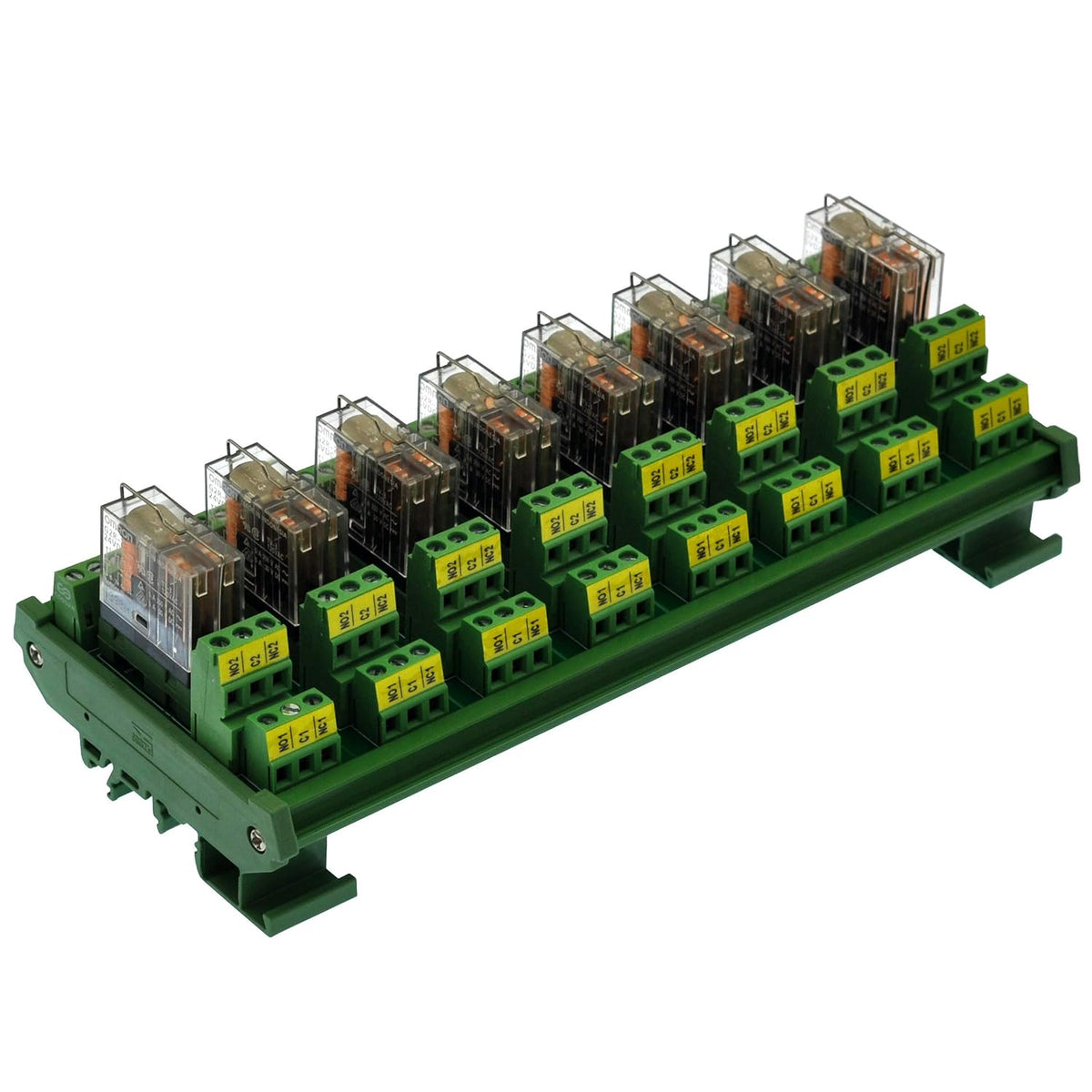 DIN Rail Mount AC/DC Control DPDT 5Amp Pluggable Power Relay Interface Module (AC/DC 24V, 8 Relay)