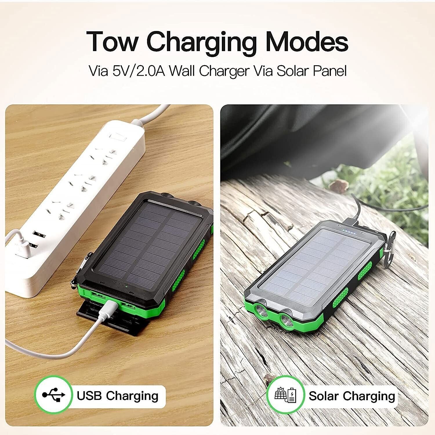 Super 20000Mah USB Portable Charger Solar Power Bank for Iphone Cell Phone 2024