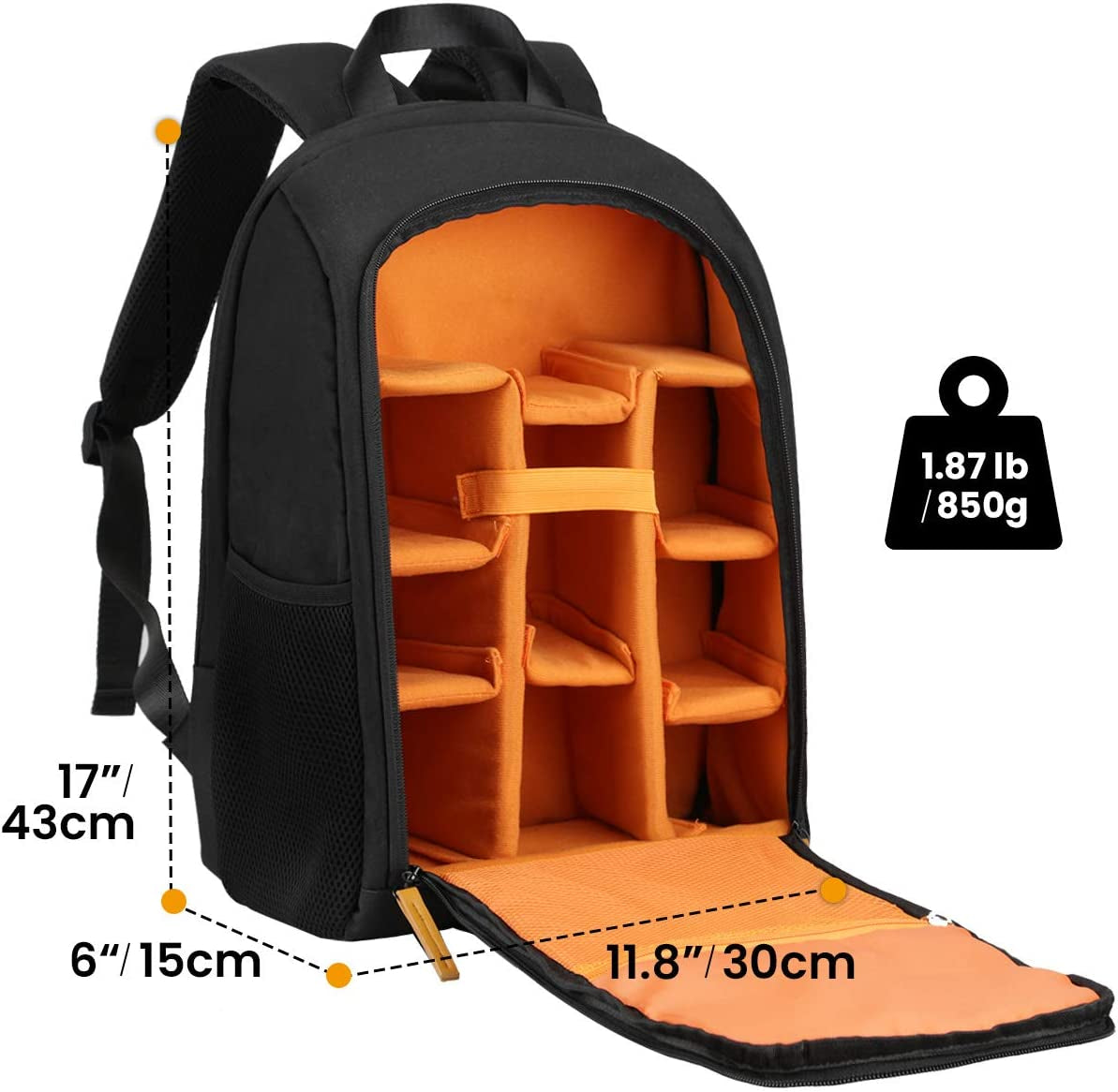 Camera Backpack Waterproof Camera Bag Large Capacity Camera Case Photography Backpack with 15In Laptop Compartment Rain Cover for Men Women Photographer DSLR SLR Cameras Lens Tripod Black TB-02