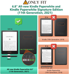 Kindle Paperwhite Case for 11Th Generation 6.8" and Signature Edition 2021 Released, Premium PU Leather Cover with Auto Sleep Wake, Hand Strap, Card Slot and Foldable Stand, Orange