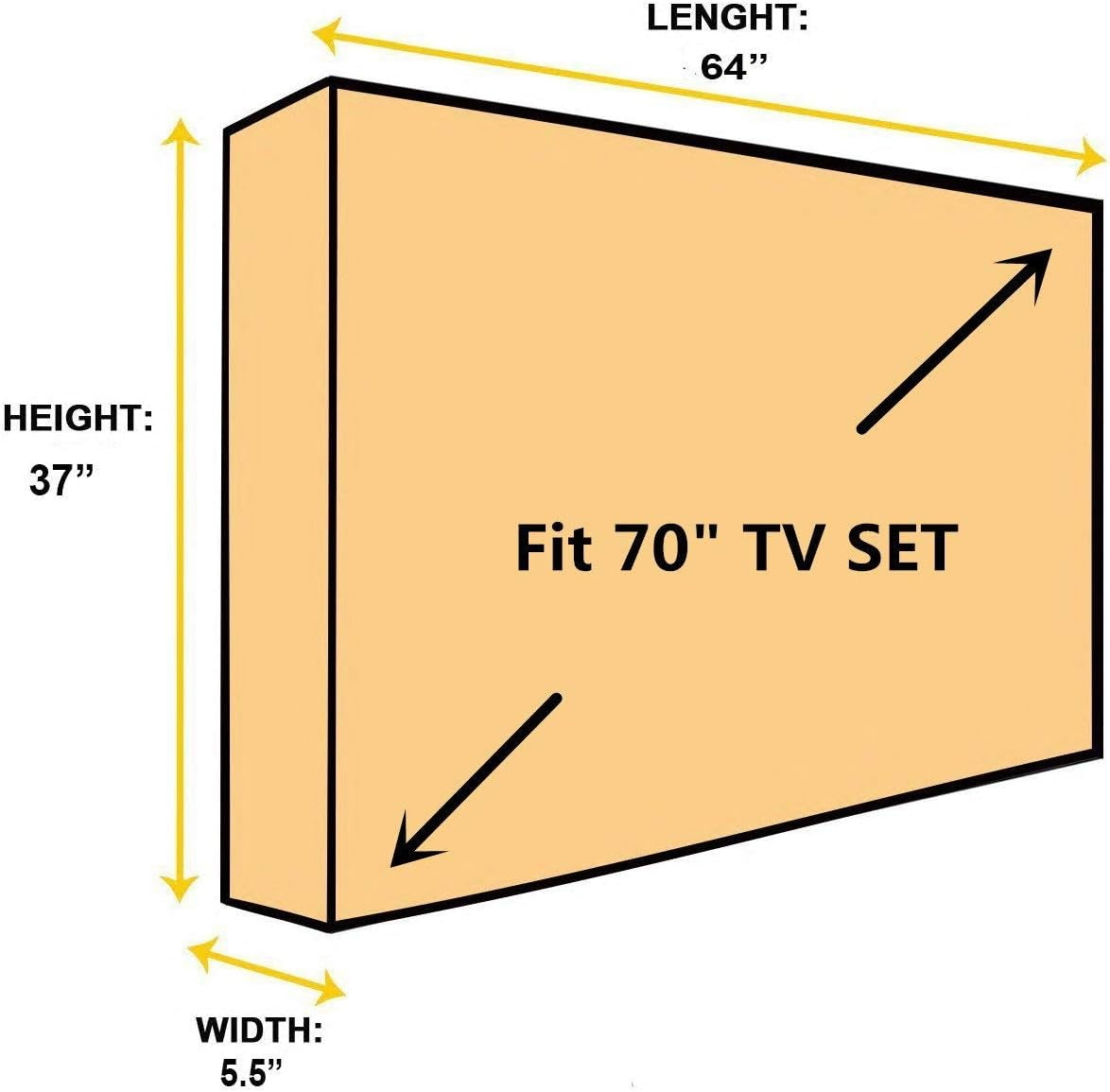 Outdoor 70" TV Set Cover,Scratch Resistant Liner Protect LED Screen Best-Compatible with Standard Mounts and Stands (Black)