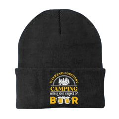 Weekend Forecast, Camping with 100% Beer Embroidered Beanie