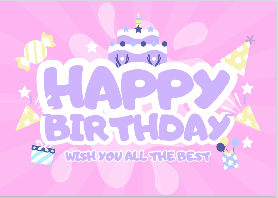 Cutie Pink Happy Birthday Card